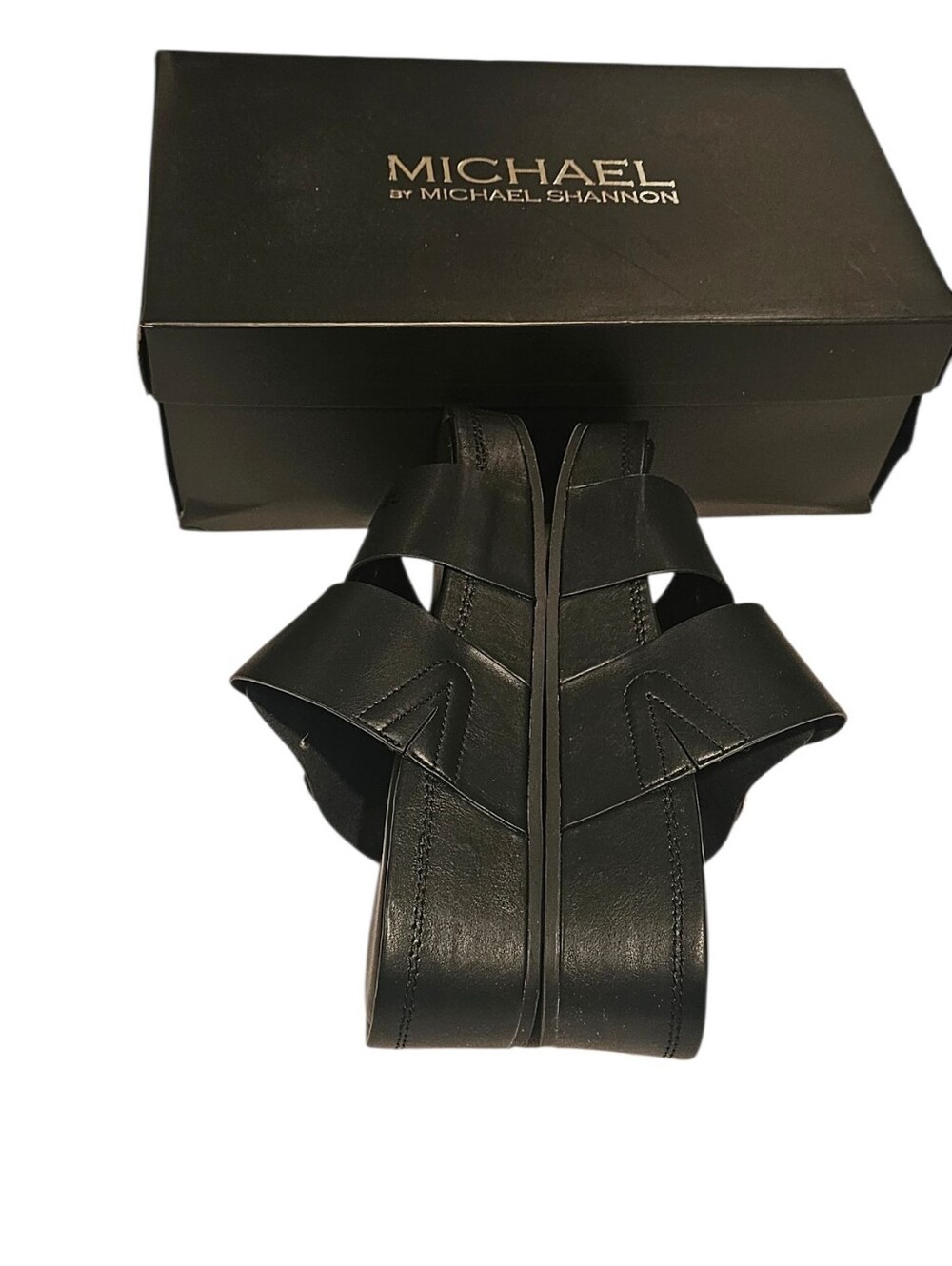 Michael Shannon Black Sandals with Gold-Tone Accessories - Picture 4 of 5